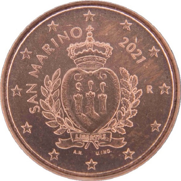 San Marino 1 Euro cent (2021) KM#