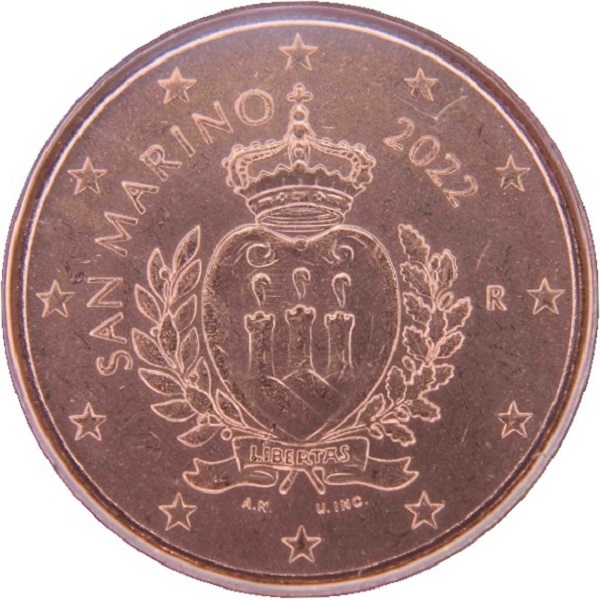 Сан-Марино 1 Евро цент (2022) KM#