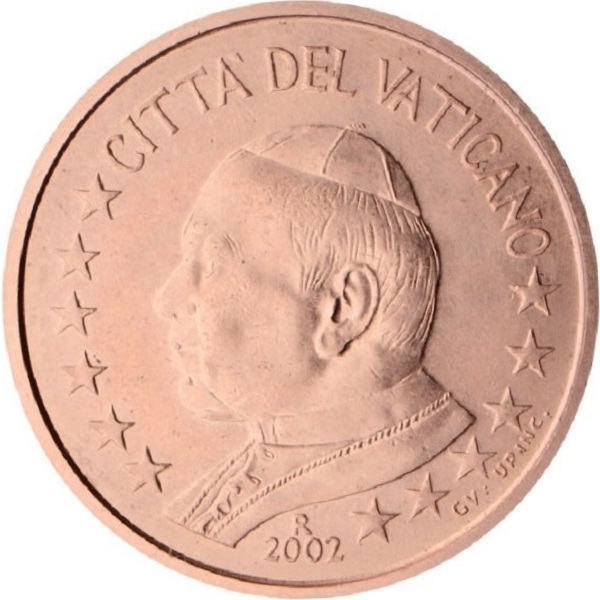 Ватикан 1 Евроцент (2002) KM#