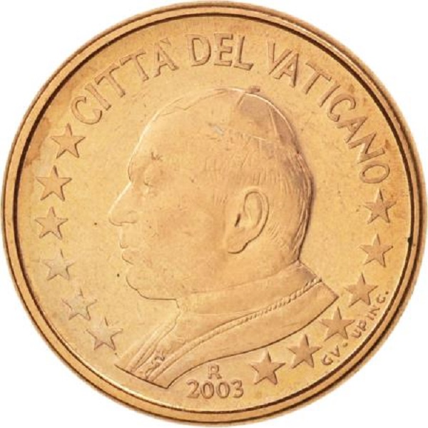 Ватикан 1 Евроцент (2003) KM#