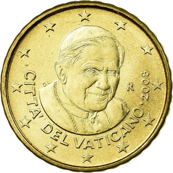 Ватикан 10 Евро цент (2008) KM#
