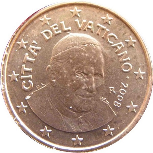 Ватикан 1 Евро цент (2008) KM#