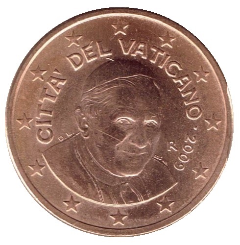 Ватикан 1 Евро цент (2009) KM#