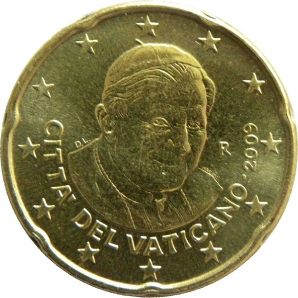 Ватикан 20 Евро цент (2009) KM#