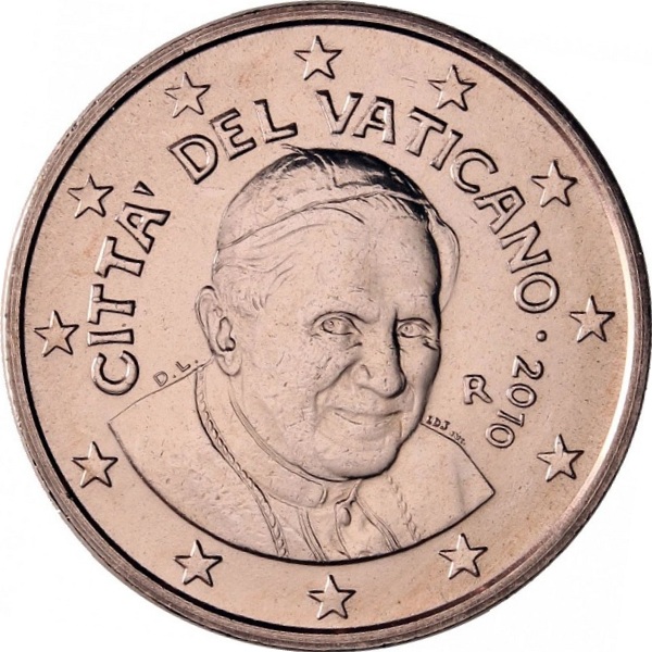 Ватикан 1 Евро цент (2010) KM#
