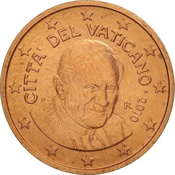 Ватикан 2 Евро цент (2010) KM#