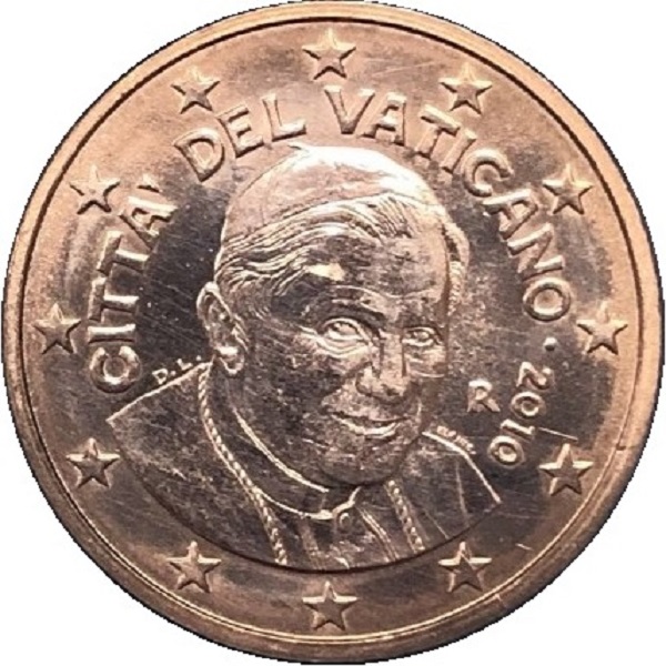 Ватикан 5 Евро цент (2010) KM#