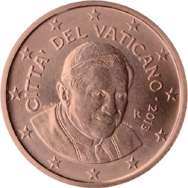 Ватикан 2 Евро цент (2013) KM#