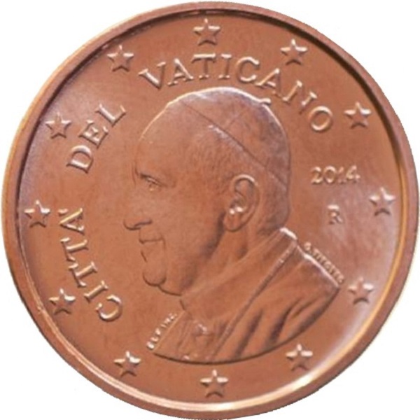 Ватикан 1 Евро цент (2014) KM#
