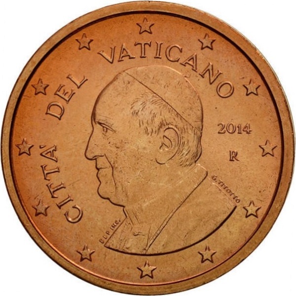 Ватикан 2 Евро цент (2014) KM#