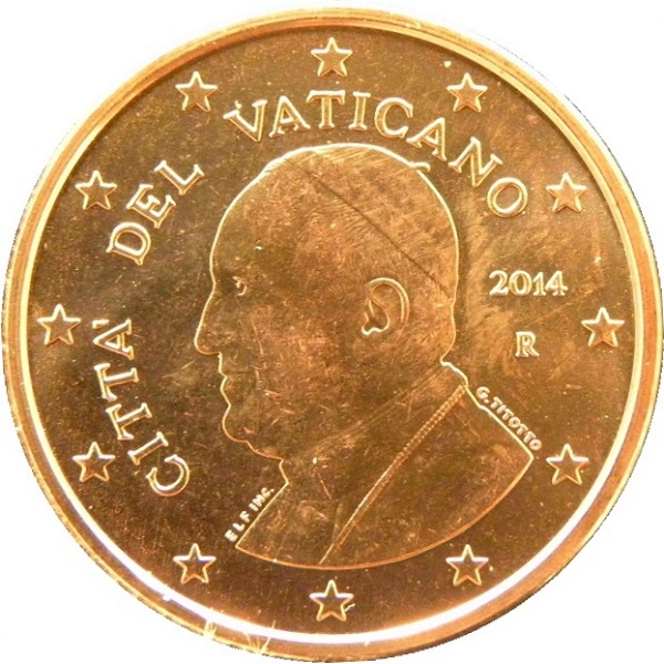 Ватикан 5 Евро цент (2014) KM#