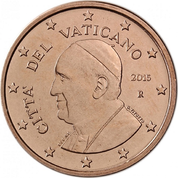 Ватикан 1 Евро цент (2015) KM#