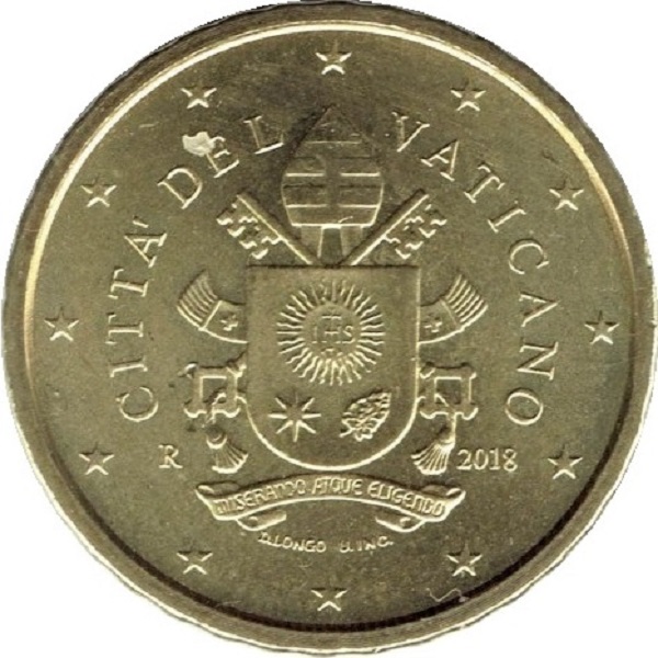 Ватикан 10 Евро цент (2018) KM#