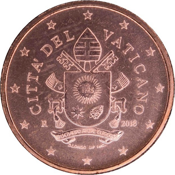 Ватикан 1 Евро цент (2018) KM#