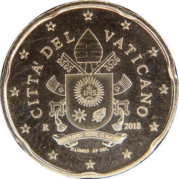 Ватикан 20 Евро цент (2018) KM#