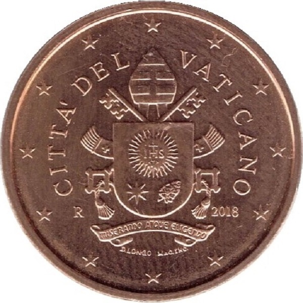 Ватикан 2 Евро цент (2018) KM#
