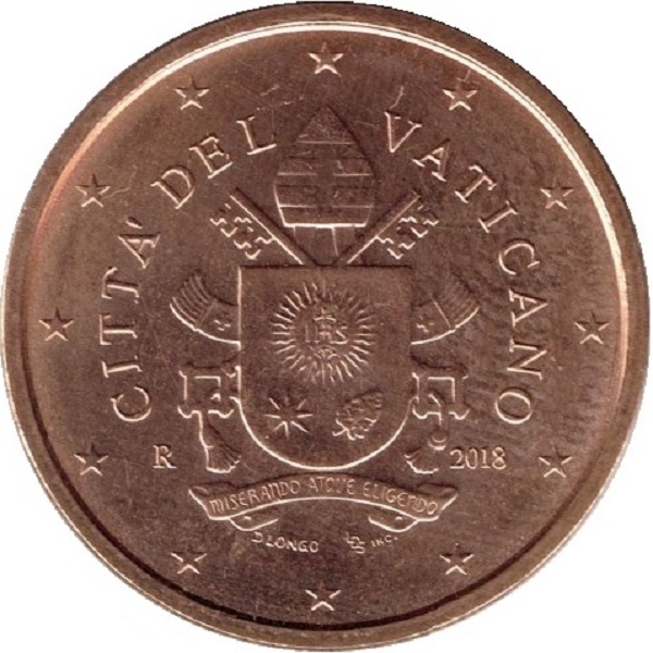 Ватикан 5 Евро цент (2018) KM#