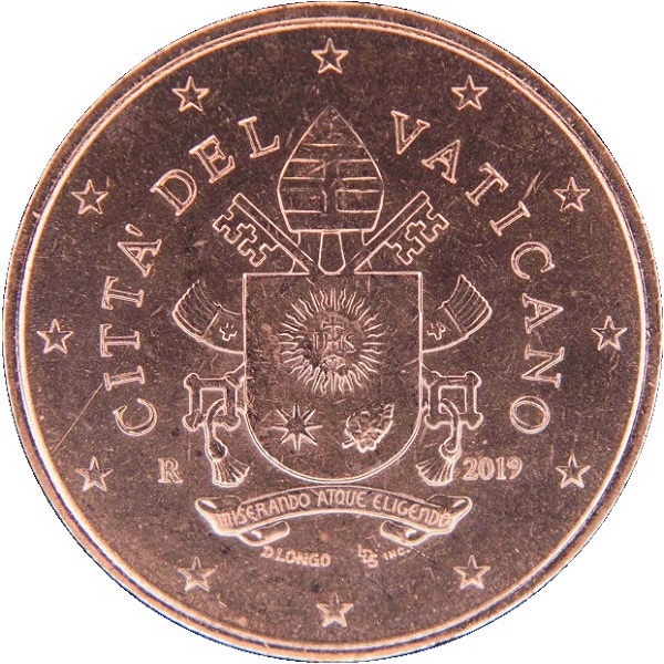 Ватикан 5 Евро цент (2019) KM#