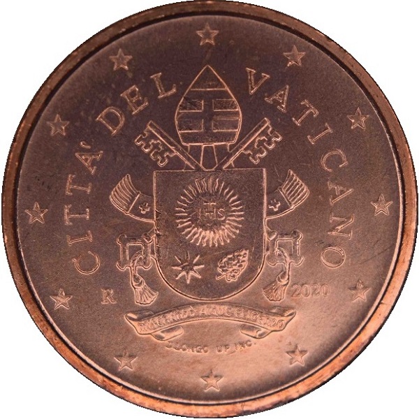 Ватикан 1 Евро цент (2020) KM#