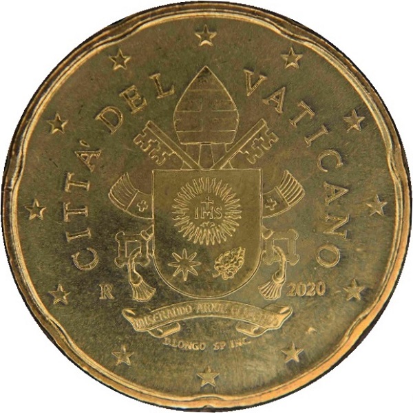 Ватикан 20 Евро цент (2020) KM#