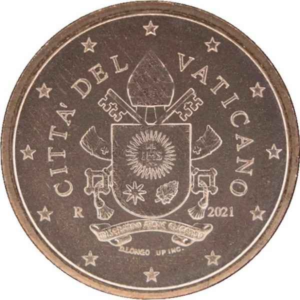 Ватикан 1 Евро цент (2021) KM#