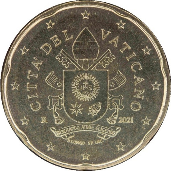 Ватикан 20 Евро цент (2021) KM#