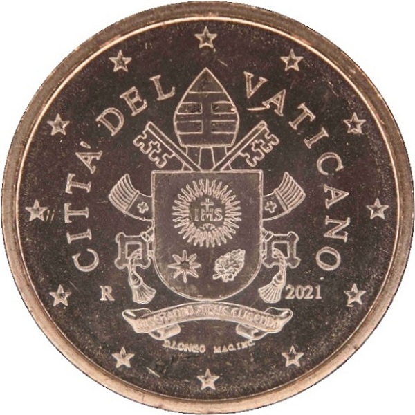 Ватикан 2 Евро цент (2021) KM#