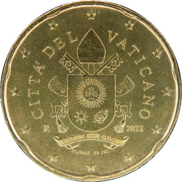 Ватикан 20 Евро цент (2022) KM#