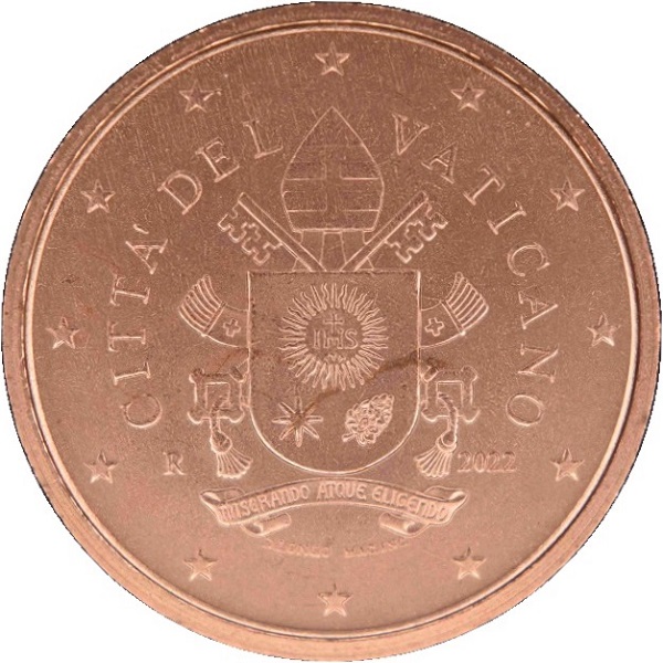 Ватикан 2 Евро цент (2022) KM#