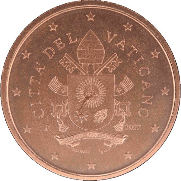 Ватикан 5 Евро цент (2022) KM#