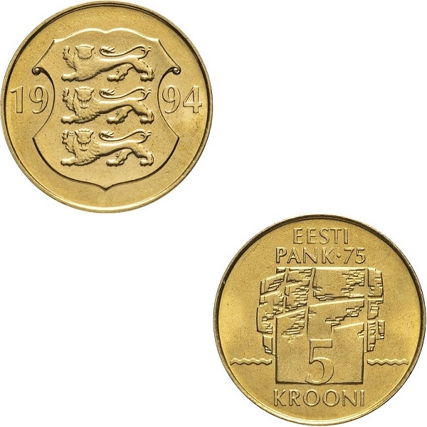 Эстония 5 Эстонских крон (1994) KM#