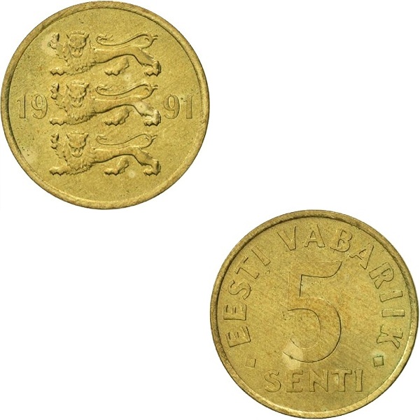 Эстония 5 Эстонских сент (1991) KM#