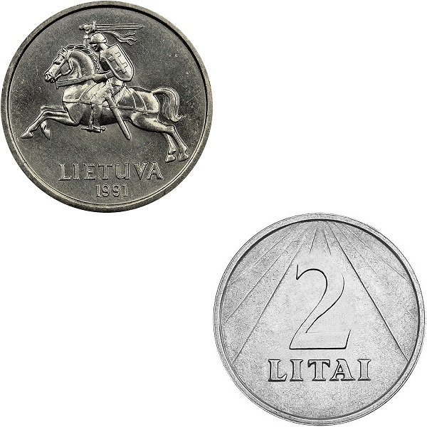 Литва 2 Литовских лит (1991) KM#