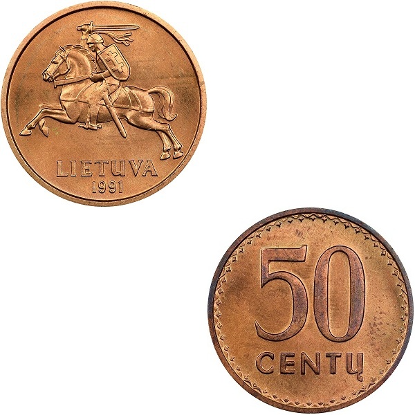 Литва 50 Литовских цент (1991) KM#
