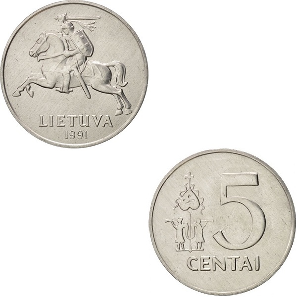 Литва 5 Литовских цент (1991) KM#