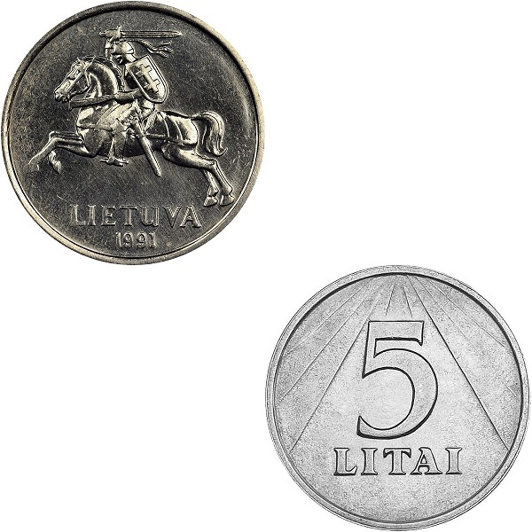 Литва 5 Литовских лит (1991) KM#