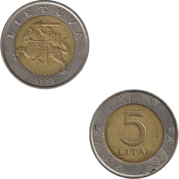 Литва 5 Литовских лит (1998) KM#
