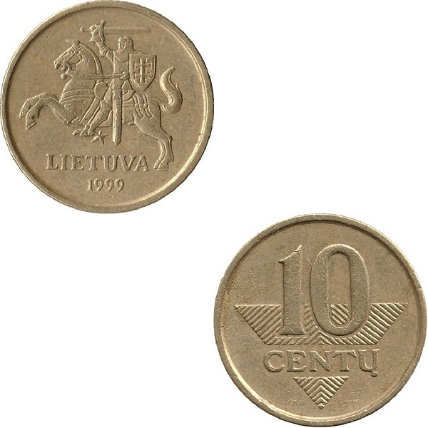 Литва 10 Литовских цент (1999) KM#