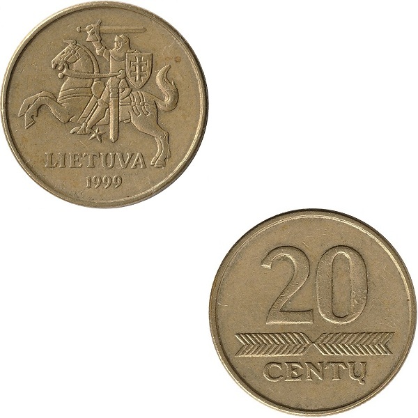Литва 20 Литовских цент (1999) KM#