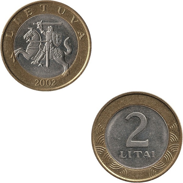 Литва 2 Литовских лит (2002) KM#