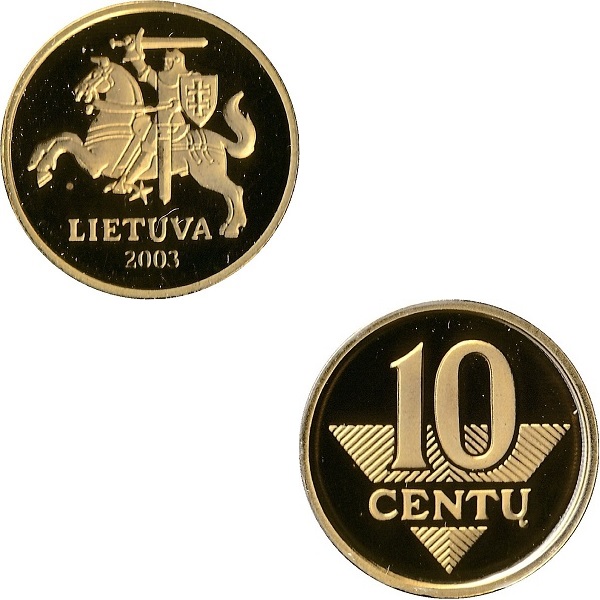 Литва 10 Литовских цент (2003) KM#