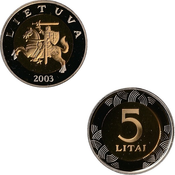 Литва 5 Литовских лит (2003) KM#