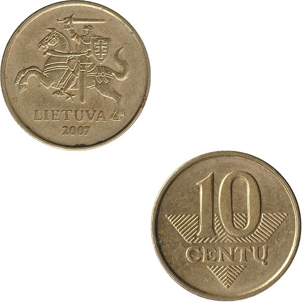 Литва 10 Литовских цент (2007) KM#