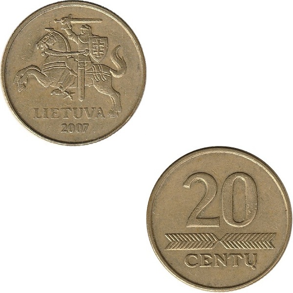 Литва 20 Литовских цент (2007) KM#