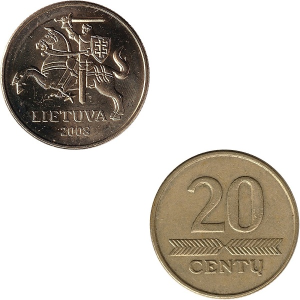 Литва 20 Литовских цент (2008) KM#