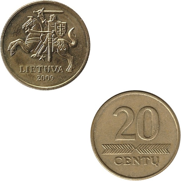Lithuania 20 Lithuanian cents (2009) KM#
