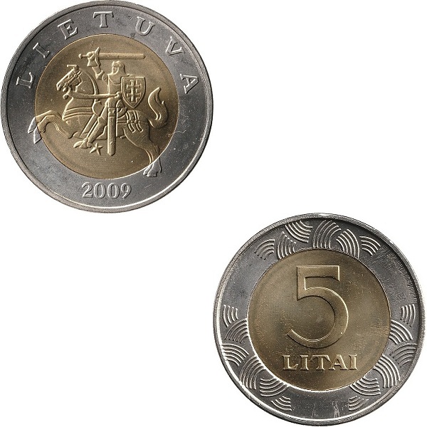 Литва 5 Литовских лит (2009) KM#