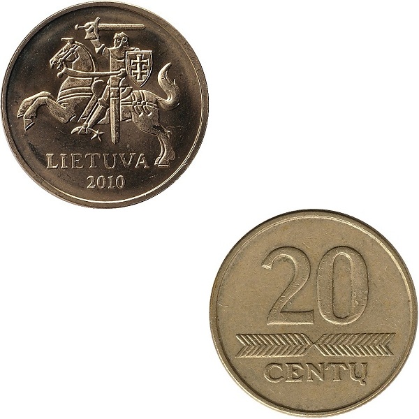 Литва 20 Литовских цент (2010) KM#