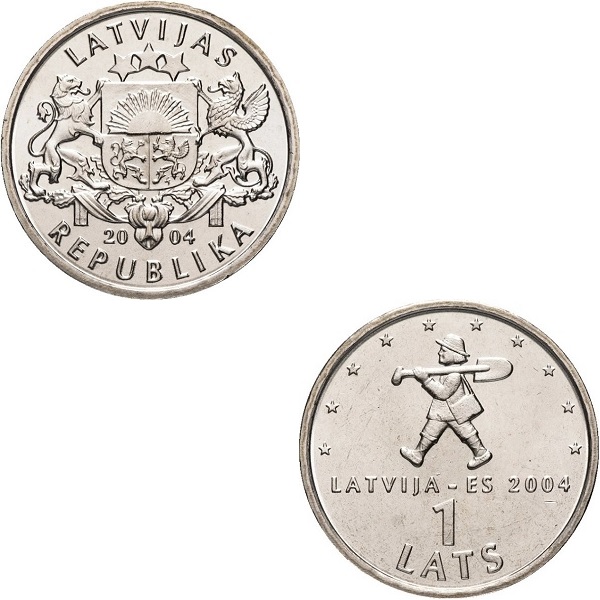 Латвия 1(2) Латвийский лат (2004) KM#