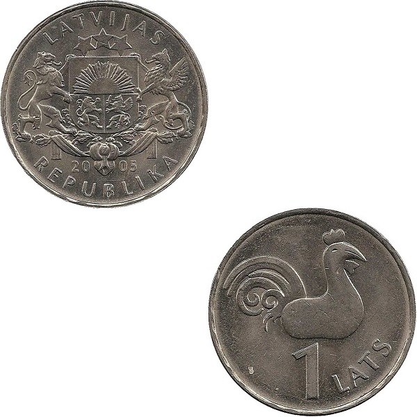 Латвия 1(1) Латвийский лат (2005) KM#